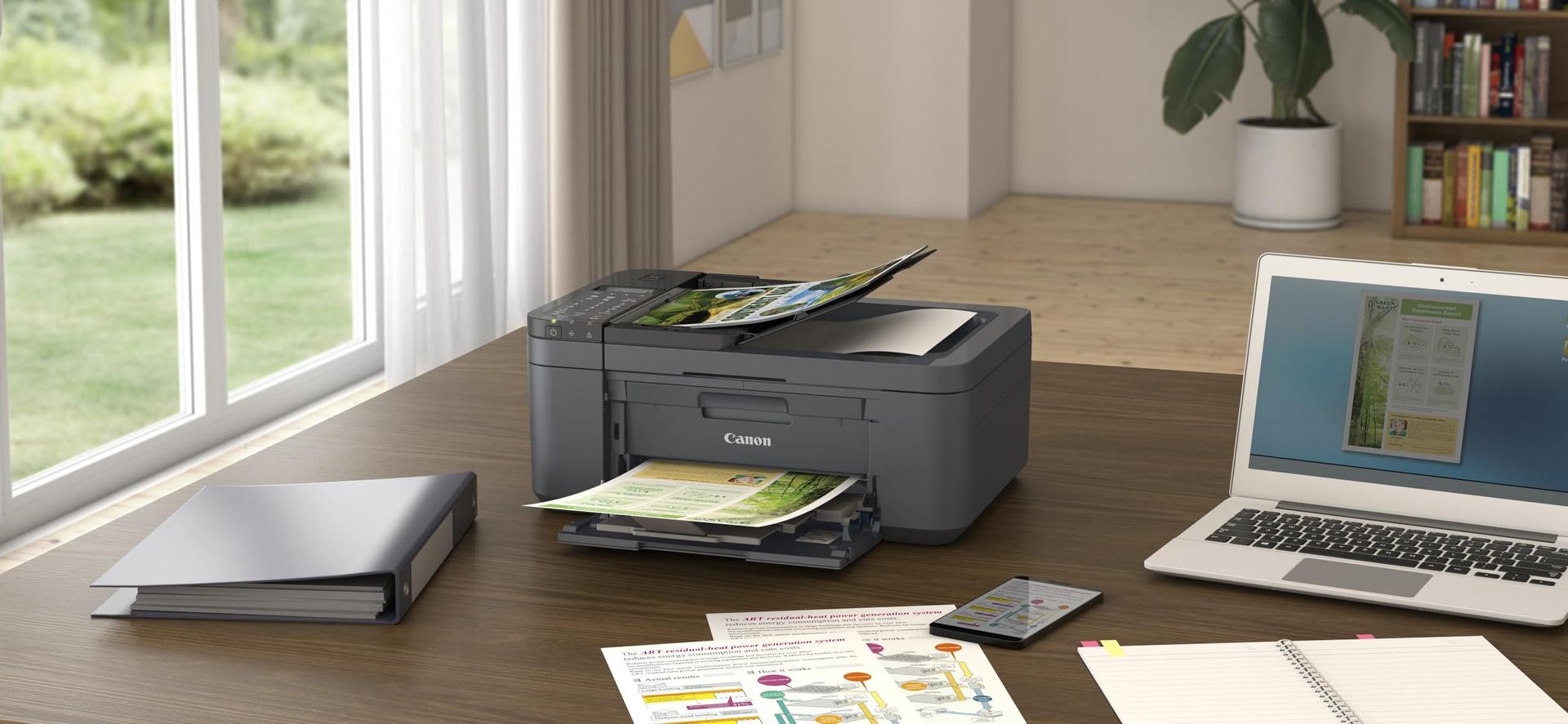 Canon PIXMA TR4755i Mitmefunktsiooniline Printer 4in1 (Tindiprinter, Trükkimine, Kopeerimine, Skaneerimine, Faksimine, A4, WLAN, Apple AirPrint, 20-leheline ADF, Kahepoolne trükkimine, ühilduv Pixma Print Plan ABOGA) must – kasutusnäide