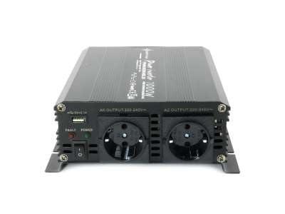 Solartronics pingemuundur NM1000 12V 1000W MUST – 2000W tipvõimsus – Muundur 12V-230V – Ühildub plii- ja AGM-akudega – Schuko & USB ühendus – detailne vaade
