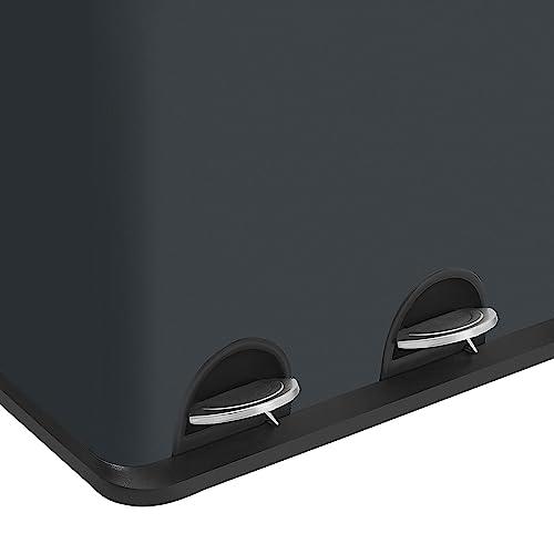 SONGMICS 54L köögiprügikast, 3 sektsiooniga pedaalämber, sisemised ämbrid ja 6 sildi prügisorteerimissüsteem, legeeritud teras, hall-must, 60,4x30x56,3 cm – pilt 8