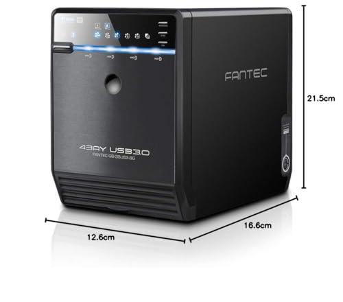 FANTEC QB-35US3-6G väline 4-kohaline kõvakettakorpus (sobib 4x 8,89 cm (3,5-tollistele) SATA I/II/III kõvaketastele, USB 3.0 SuperSpeed ja eSATA ühendus, 6G tugi, 80 mm temperatuuri järgi reguleeritav ventilaator) – pilt 9