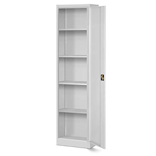 Jan Nowak metallist bürokapp, dokumendikapp, laokapp 4 riiuliga, tiibuksed, pöördkäepide, pulbervärvitud metall, 185 cm x 45 cm x 40 cm (Hall) – kasutusnäide