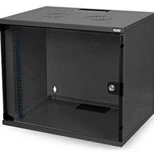 DIGITUS Võrgukapp – 19-tolline rack 7HE – Kokku panemata – Seinale kinnitatav – 400 mm sügavus – 270 mm kasutatav sügavus – Kandevõime 60 kg – Klaasuks – SOHO seeria – Must