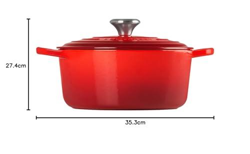 Le Creuset Signature malmist ahjupott kaanega, Ø 24 cm, ümmargune, sobib kõikidele pliiditüüpidele ja induktsioonile, maht: 4,2 l, 4,305 kg, kirsipunane – pilt 10