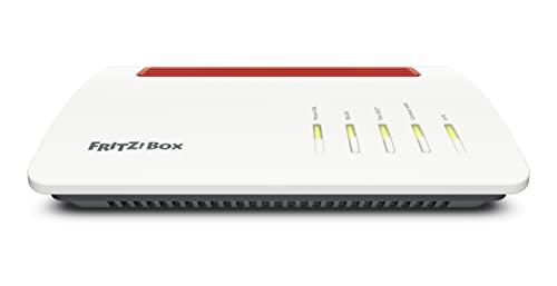 FRITZ!Box 7590 AX Rahvusvaheline (DSL/VDSL WLAN ruuter Wi-Fi 6-ga, 2 400 MBit/s (5 GHz) & 1 200 MBit/s (2,4 GHz), VDSL-Supervectoring 35b, Mesh, DECT-baas, sobib kasutamiseks Austrias/Šveitsis) – pakend ja tarvikud
