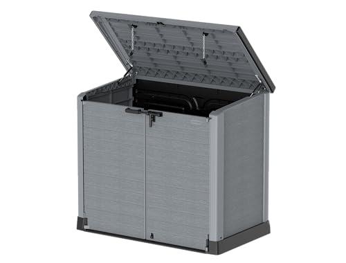 Duramax Cedargrain StoreAway 1200L aiakuur plastikust / tasane kaas, prügikastikast, aiakuur, vastupidav konstruktsioon, ideaalne tööriistadele, BBQ-dele ja 2x 240L prügikastidele, 145x85x125 cm, hall – pilt 18
