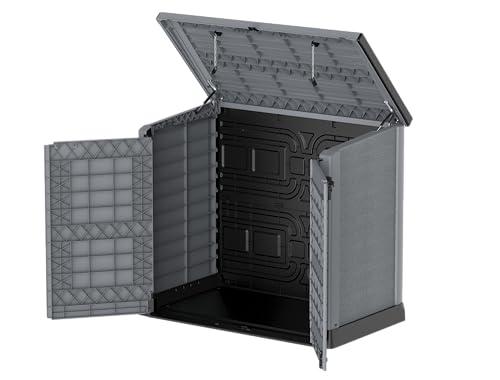Duramax Cedargrain StoreAway 1200L aiakuur plastikust / tasane kaas, prügikastikast, aiakuur, vastupidav konstruktsioon, ideaalne tööriistadele, BBQ-dele ja 2x 240L prügikastidele, 145x85x125 cm, hall – pilt 20