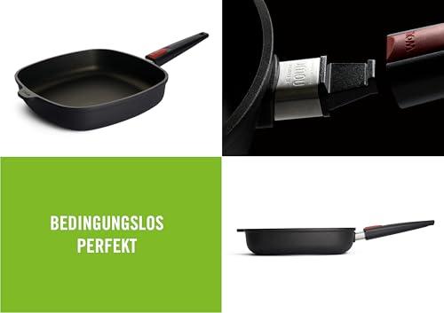Woll Nowo Titanium nelinurkne pann – induktsiooniga, 28×28 cm, 6,5 cm kõrge, eemaldatava käepidemega – Sobib kõigile pliiditüüpidele, mittenakkuv kate – pakend ja tarvikud
