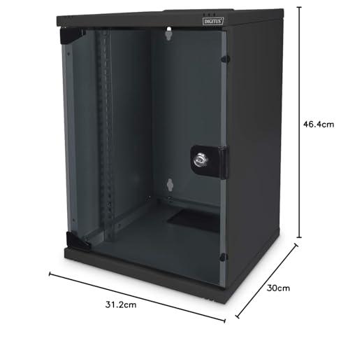 DIGITUS Võrgukapp 10-tolline – 9HE – Seinale kinnitatav – HxBxT 464x312x300mm – Kandevõime 30kg – Kasutussügavus 240mm – Must – pilt 8