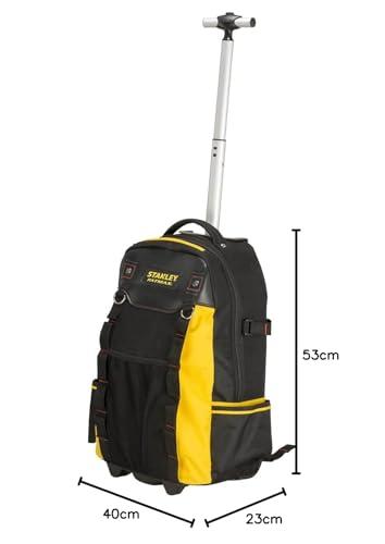 Stanley FatMax 1-79-215 tööriistade seljakott, veekindla plastikpõhjaga, hingava polstriga, tugev teleskoopkäepidemega, vastupidav 600 Denieri nailon, 36 x 23 x 54 cm, must – pilt 9
