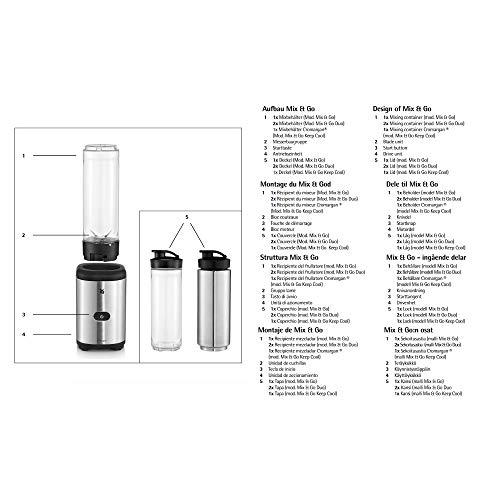 WMF Küchenminis kompaktne blender, mini standmixer, 400 W, väike blender, klaaskann 0,8 l, impulssrežiim, Cromargan matt – pilt 14