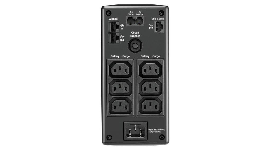 APC by Schneider Electric Back UPS PRO – BR650MI – UPS 650VA (6 IEC väljundit, IEC külmseadme väljundid, LCD-ekraan, 1GB andmeside kaitse) – detailne vaade
