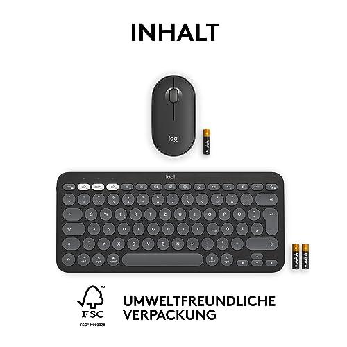 Logitech Pebble 2 Combo Macile – juhtmevaba klaviatuur ja hiir, stiilne, vaikne ja mobiilne, Bluetooth-ühendusega, kergesti kohandatav, QWERTZ-paigutus, grafiit – pilt 12