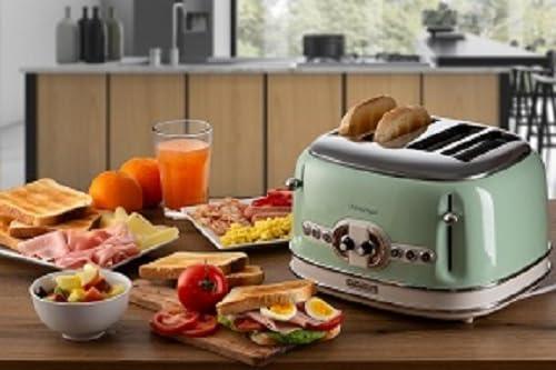 Ariete Vintage 156, 4-viilune röster, retro stiilis röster 6 röstimisastmega, automaatne väljastus, sulatusfunktsioon, eemaldatav purusahtel, roostevabast terasest korpus, 1600W, roheline – pilt 9