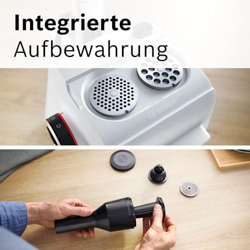 Bosch hakklihamasin Serie 4 MFWS420W, kompaktne, 2 kiirust, 2 sõela (3 & 8mm), vorstitarvik, 10-aastane mootori garantii, planeetülekanne, 1.900 W, valge/must – pilt 10