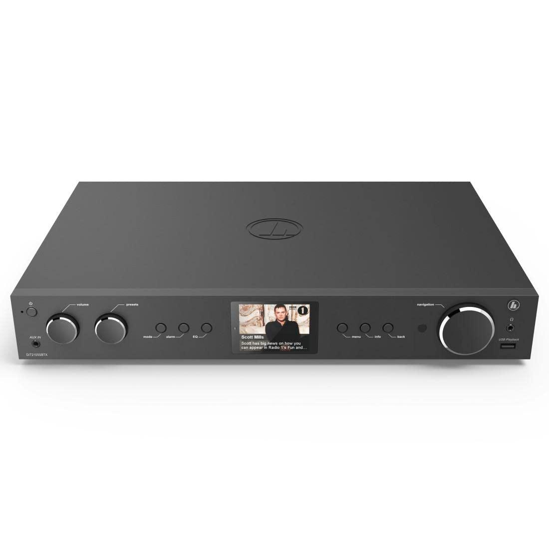 Hama DAB-tuuner HiFi digiraadio Interneti-raadio FM-tuuner Bluetooth Digiraadio FM WLAN Stereo-vastuvõtja Spotify Amazon Music Kaugjuhtimispult USB AUX Äratuskell DIT2105SBTX must