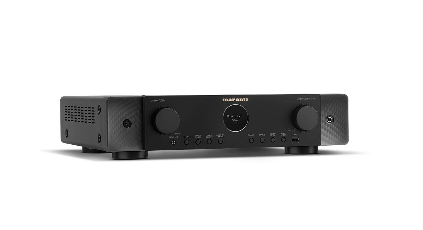 Marantz Cinema 70s 7.2-Kanaline AV-vastuvõtja, HiFi-võimendi, Alexa toega, 6 HDMI-sisendit ja 1 väljund, 8K-video, Bluetooth, WiFi, muusika voogedastus, Dolby Atmos, AirPlay 2, HEOS Multiroom, must – detailne vaade