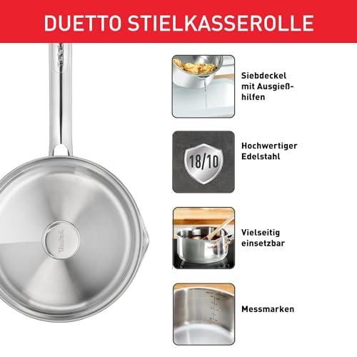 Tefal A70522 Duetto kastrul | kaanega | 16 cm | roostevaba teras – pakend ja tarvikud
