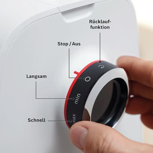 Bosch hakklihamasin Serie 4 MFWS420W, kompaktne, 2 kiirust, 2 sõela (3 & 8mm), vorstitarvik, 10-aastane mootori garantii, planeetülekanne, 1.900 W, valge/must – pilt 6
