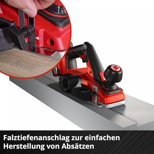 Einhell Aku-Höövel TE-PL 18/82 Li-Solo Power X-Change (18 V, 82 mm höövlilaius, kuni 2 mm spaanisügavus, sügavuse/piirangu juhtsiiber, automaatne parkimisking, 2x pöördnuga, ilma akuta) – pilt 9
