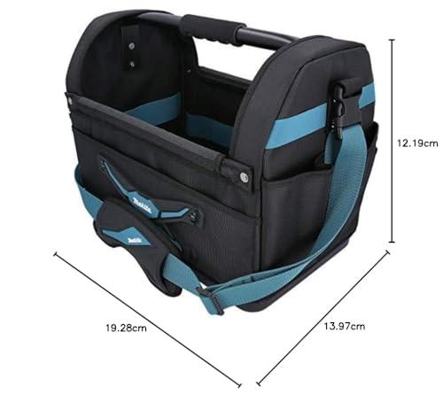 Makita E-15403 avatud tööriistakott, metallist kandesang ja õlarihm, rohke panipaik, veekindel tugevdatud põhi, 29-liitrine mahutavus, polüester, 490 x 310 x 365 mm – pakend ja tarvikud