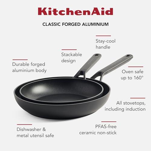 KitchenAid praepannide komplekt (20/24/28 cm) – Induktsioonisobiv, PFAS-vaba keraamiline mittenakkuv kate – Ahju- ja nõudepesumasinakindel – Must – pilt 11