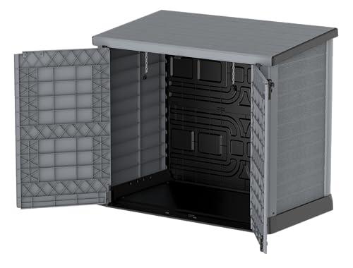 Duramax Cedargrain StoreAway 1200L aiakuur plastikust / tasane kaas, prügikastikast, aiakuur, vastupidav konstruktsioon, ideaalne tööriistadele, BBQ-dele ja 2x 240L prügikastidele, 145x85x125 cm, hall – pilt 21