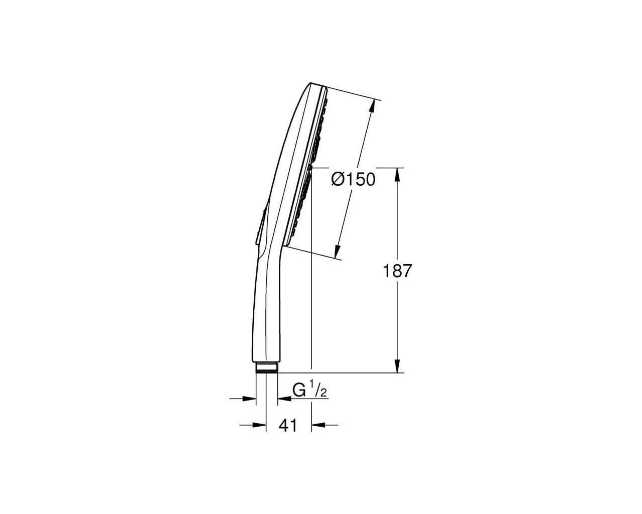 GROHE Vitalio SmartActive 150, dušiotsik (veesäästlik, käsidušš 3 pihustusrežiimiga, katlakivivastane süsteem), kroom, 26597000 – pakend ja tarvikud