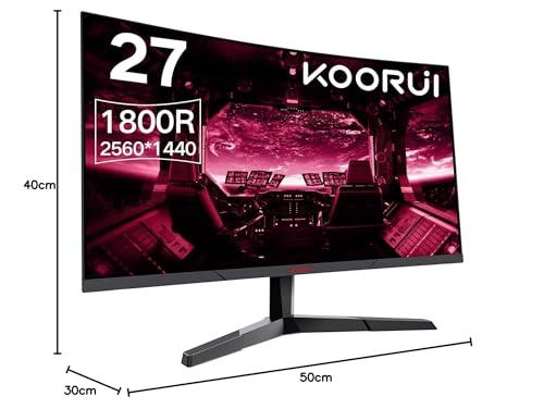 KOORUI 27-tolline mängumonitor, 1800R kumer ekraan, 2560×1440 (QHD), 144 Hz, 1 ms, DCI-P3 85%, üliõhuke raam, kallutatav, HDMI/DP tugi – pilt 10