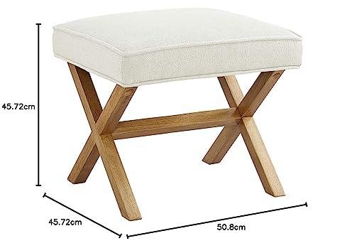 Amazon Basics ristkülikukujuline modernne polsterdatud jalapink X-disainiga, keskajastu stiil, linane, 45,7T x 50,8B x 45,7H cm, elevandiluu (varem Rivet) – pilt 8