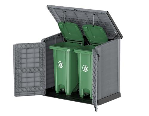 Duramax Cedargrain StoreAway 1200L aiakuur plastikust / tasane kaas, prügikastikast, aiakuur, vastupidav konstruktsioon, ideaalne tööriistadele, BBQ-dele ja 2x 240L prügikastidele, 145x85x125 cm, hall – pilt 16