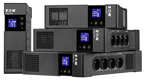 Eaton USV Ellipse PRO 1600 DIN – Line-Interactive UPS – ELP1600DIN – 1600VA (8 IEC väljundit) – Pinge stabiliseerimine (AVR) – UPS koos ekraaniga ja USB-liidesega (kaasas USB-kaabel) – pakend ja tarvikud
