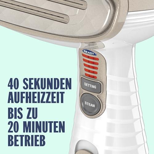 Conair Turbo ExtremeSteam aurusti 5 seadistusega | Auruvoog 25 g/min | Kiire kuumenemine | 3 otsikut erinevatele kangastele + viigiklots | valge/beež – pilt 14