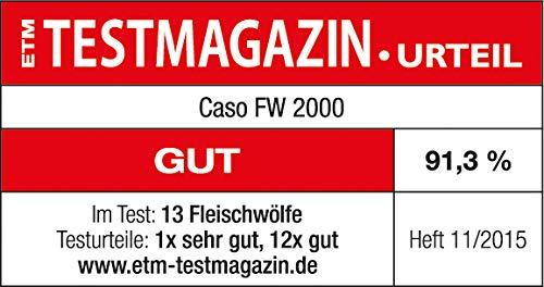 Caso FW2000 Elektriline lihaveski, sh küpsisetarvik, 800 W nominaalne, 2000 W lukustatud, umbes 2 kg/min, alumiiniumvalu korpus, võimas mootor – pilt 15