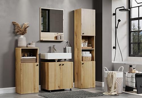 trendteam smart living – Valamualune kapp ratastel – Vannituba – PureBliss – Mõõdud (LxKxS) 60 x 64 x 42 cm – Värvus Evoke tamm mustade soontega – 233730342 – pilt 8