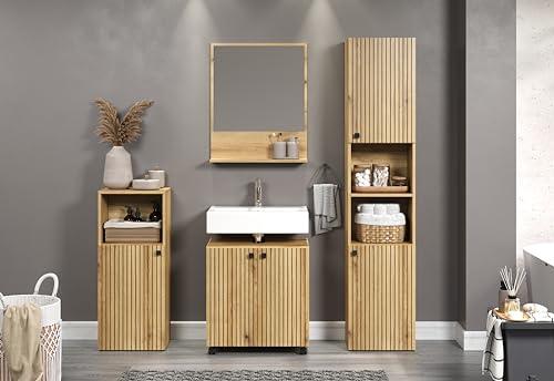 trendteam smart living – Valamualune kapp ratastel – Vannituba – PureBliss – Mõõdud (LxKxS) 60 x 64 x 42 cm – Värvus Evoke tamm mustade soontega – 233730342 – pilt 9