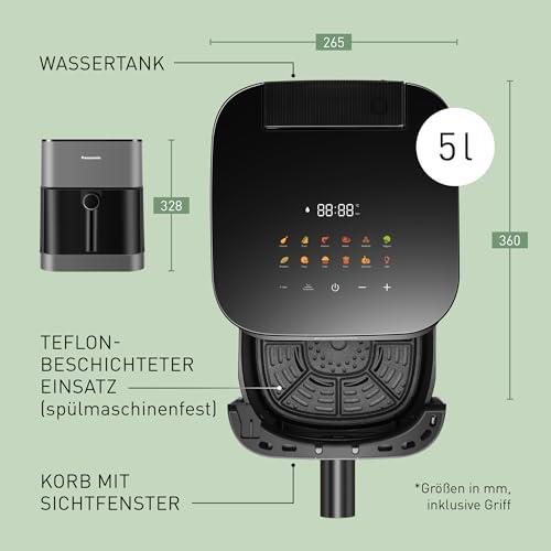 Panasonic NF-CC500SXE kuumaõhufritüür vaatlusakna ja aurulisandiga, 5 l, 80–200 °C, ETM auhind 2024, digitaalne taimer ja LCD-ekraan, lihtne puhastamine, matt hall – pilt 11