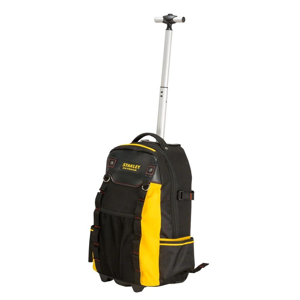 Stanley FatMax 1-79-215 tööriistade seljakott, veekindla plastikpõhjaga, hingava polstriga, tugev teleskoopkäepidemega, vastupidav 600 Denieri nailon, 36 x 23 x 54 cm, must