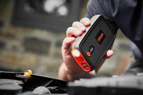 OSRAM BATTERYstart 300, Auto starthoob, Liitiumakuga käivitusabi 1500A 12V mootorrattale ja autole, Powerbank-funktsiooniga kuni 6L bensiin- ja 3L diiselmootoritele, Must – kasutusnäide