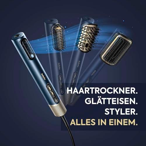 BaByliss Air Wand, 3-ühes föön, sirgendaja ja soenguviimistlus, ioontehnoloogia, kiire digitaalne mootor, 3 otsikut, ei kahjusta juukseid, AS6553E – detailne vaade