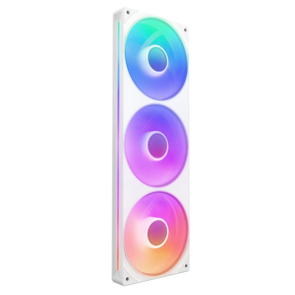 NZXT F360 RGB Core – 360 mm ühe raami ventilaatoriüksus 3 x 120 mm RGB-ventilaatoritega – Kiiruse ja valgustuse juhtimine – Kõrge staatiline rõhk ja õhuvool – 8 aRGB-LED-i ventilaatori kohta – Valge