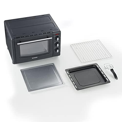 SEVERIN küpsetus- ja rösterahi, mini ahi grillresti, küpsetusplaadi ja puruplaadiga, mitmekülgne ahi 20 L mahutavusega, 1 500 W, must, TO 2067 – pilt 7