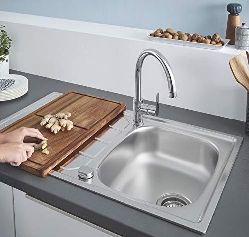 GROHE BauEdge – Ühe käepidemega kraanikausi segisti (ühe auguga paigaldus, 360° pööratav), kroom, 31367000 – kasutusnäide