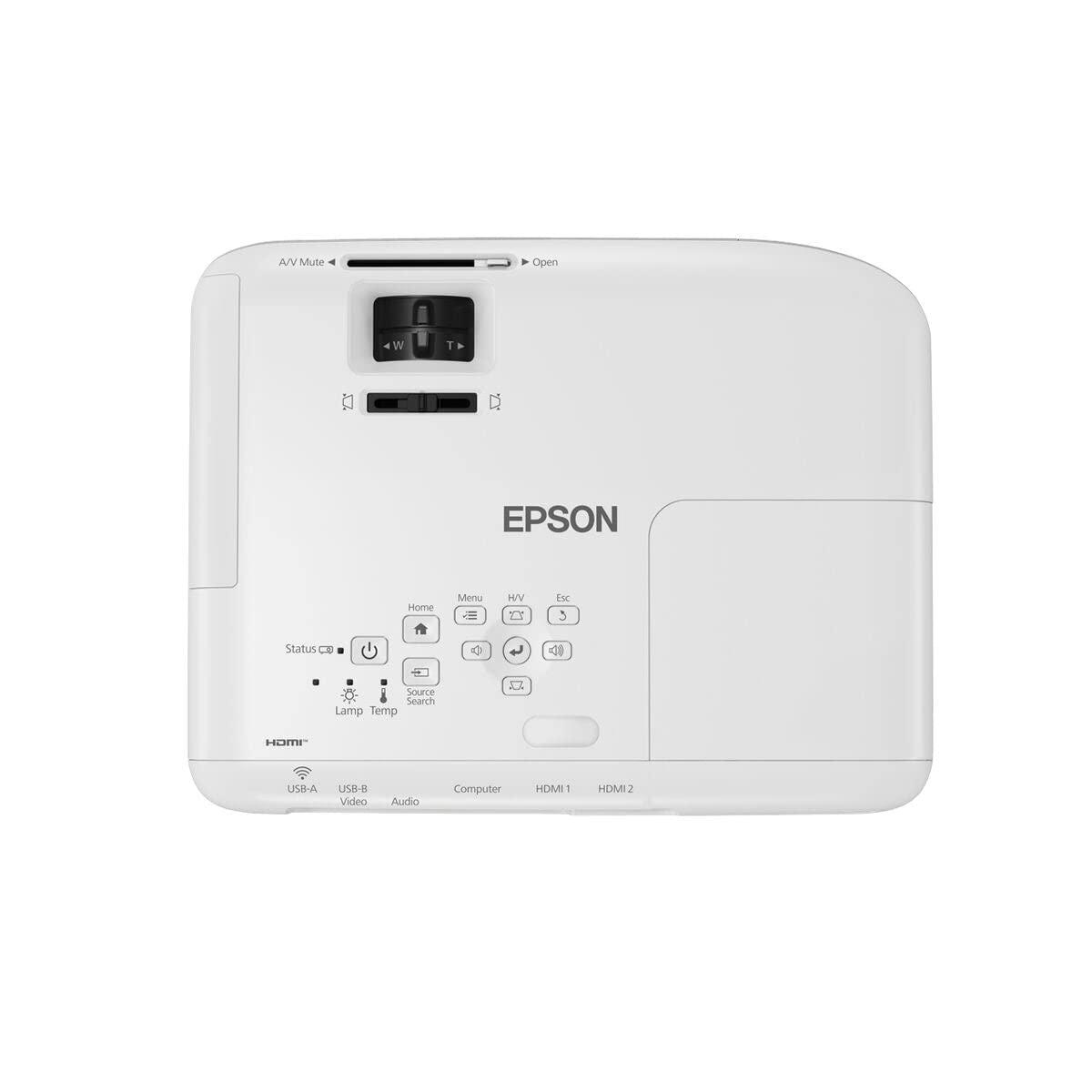 Epson EB-FH06 3LCD-projektor (Full HD 1920x1080p, 3500 luumenit valge ja värvi heledusega, kontrastsus 16 000:1, valikuline WiFi, HDMI) – pakend ja tarvikud