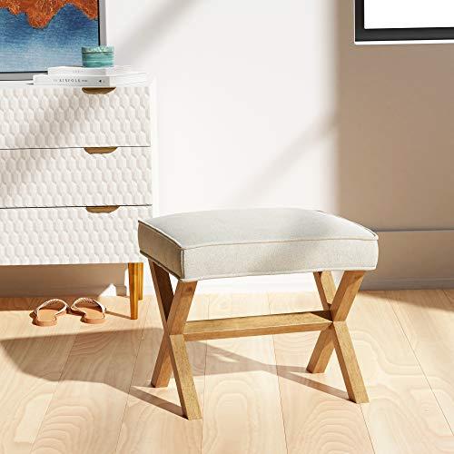 Amazon Basics ristkülikukujuline modernne polsterdatud jalapink X-disainiga, keskajastu stiil, linane, 45,7T x 50,8B x 45,7H cm, elevandiluu (varem Rivet) – pilt 9