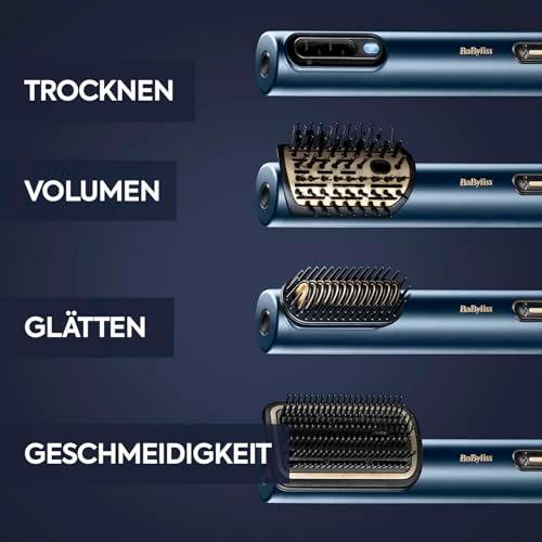 BaByliss Air Wand, 3-ühes föön, sirgendaja ja soenguviimistlus, ioontehnoloogia, kiire digitaalne mootor, 3 otsikut, ei kahjusta juukseid, AS6553E – pakend ja tarvikud