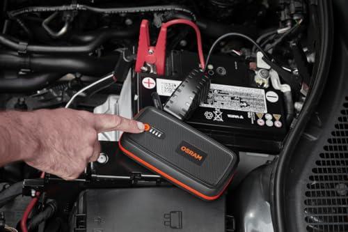 OSRAM BATTERYstart 300, Auto starthoob, Liitiumakuga käivitusabi 1500A 12V mootorrattale ja autole, Powerbank-funktsiooniga kuni 6L bensiin- ja 3L diiselmootoritele, Must – pakend ja tarvikud