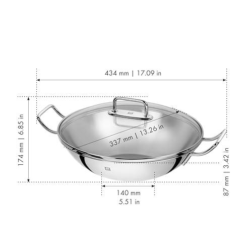 ZWILLING Plus Wok, Kaas ja eemaldatav rest, Induktsioonisobiv, Ø 32 cm, Roostevaba teras, Hõbedane – kasutusnäide