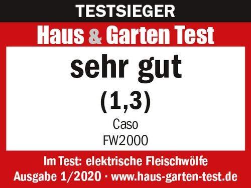 Caso FW2000 Elektriline lihaveski, sh küpsisetarvik, 800 W nominaalne, 2000 W lukustatud, umbes 2 kg/min, alumiiniumvalu korpus, võimas mootor – pilt 14