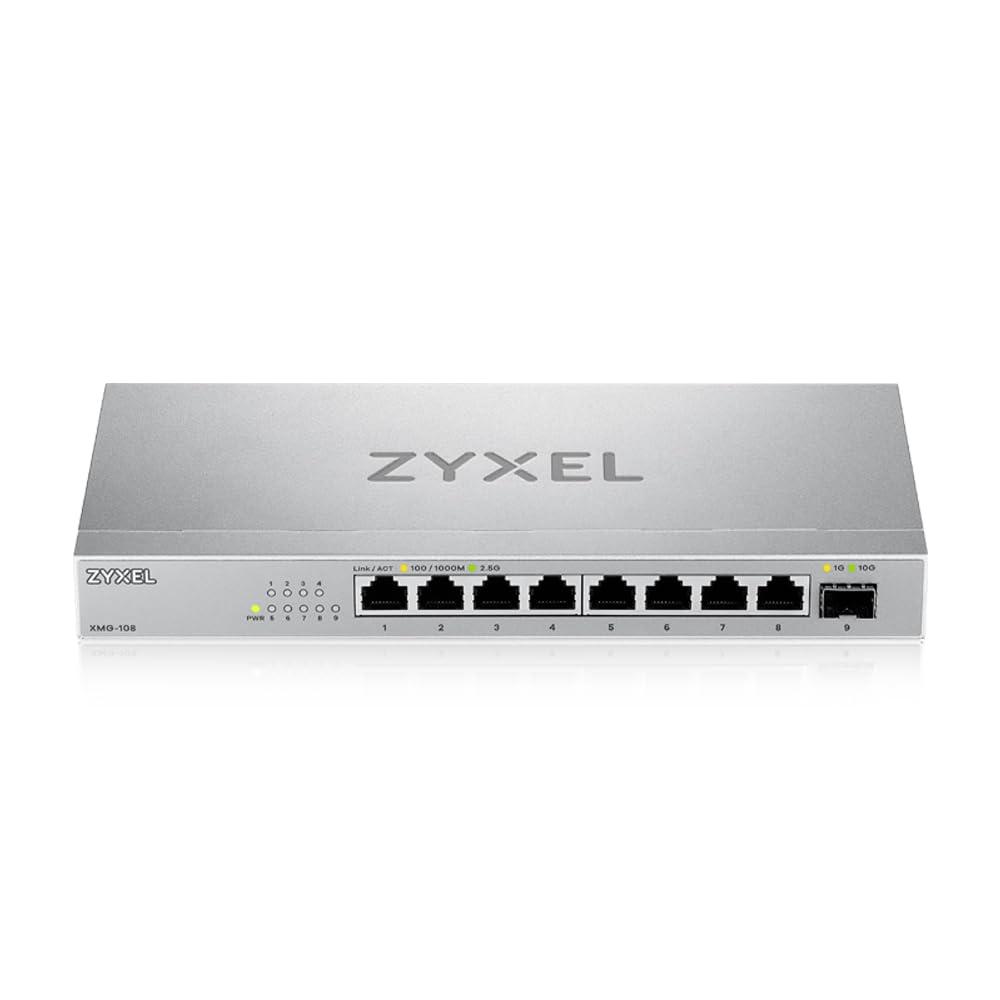 Zyxel 8-port 2.5G Multi-Gig haldamata switch 1 x 10G SFP+ | Laua- või seinakinnitus [XMG-108] – pakend ja tarvikud