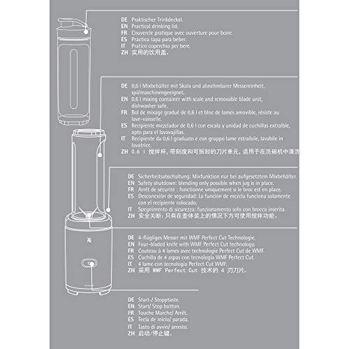 WMF Küchenminis kompaktne blender, mini standmixer, 400 W, väike blender, klaaskann 0,8 l, impulssrežiim, Cromargan matt – pilt 13